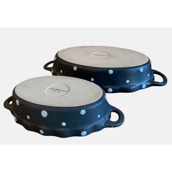 Gold Coast Ceramic Black & White Polka Dot Oval Bakeware Set - Picture 7 of 7